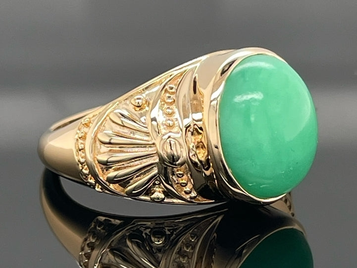 RING AUS 925/- SILBER VERGOLDET MIT CHRYSOPRAS