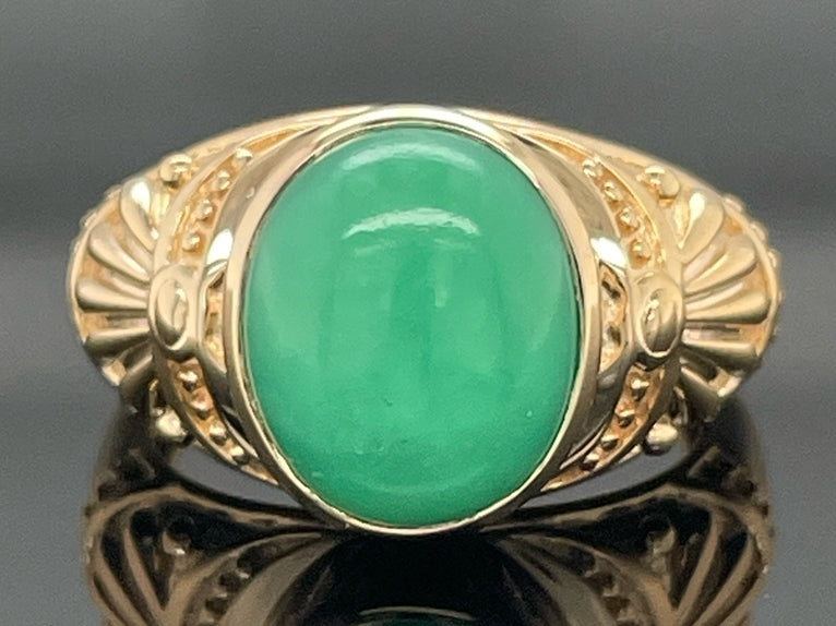 RING AUS 925/- SILBER VERGOLDET MIT CHRYSOPRAS