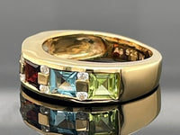RING AUS 925/- SILBER VERGOLDET MIT MULTI EDELSTEINE