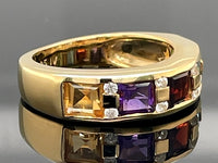 RING AUS 925/- SILBER VERGOLDET MIT MULTI EDELSTEINE