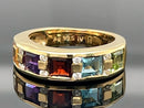 RING AUS 925/- SILBER VERGOLDET MIT MULTI EDELSTEINE