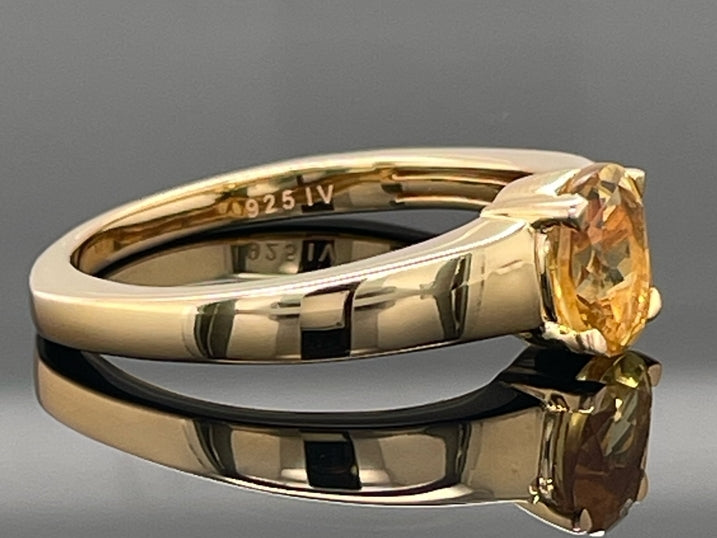 RING AUS 925/- SILBER VERGOLDET MIT GOLDBERYLL