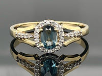 RING AUS 925/- SILBER VERGOLDET MIT LONDON BLUE TOPAS & ZIRKON