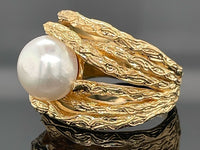 RING AUS 925/- SILBER VERGOLDET MIT SÜßWASSERZUCHTPERLE
