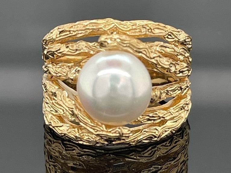 RING AUS 925/- SILBER VERGOLDET MIT SÜßWASSERZUCHTPERLE