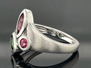 RING GR. 16 (50) AUS 925/- SILBER RHODINIERT MIT RUBELLIT & TURMALIN
