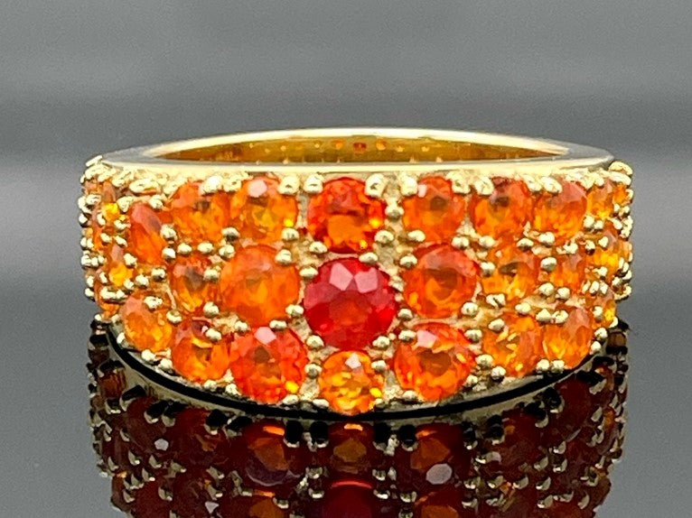 RING AUS 925/- SILBER VERGOLDET MIT MULTI FEUEROPAL (GES. CA. 1,32 ct.)