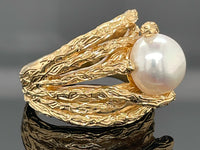 RING AUS 925/- SILBER VERGOLDET MIT SÜßWASSERZUCHTPERLE