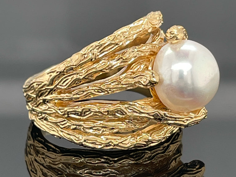 RING AUS 925/- SILBER VERGOLDET MIT SÜßWASSERZUCHTPERLE