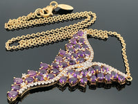 COLLIER & OHRSTECKER AUS 925/- SILBER VERGOLDET MIT AMETHYST & ZIRKON