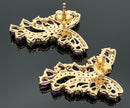 COLLIER & OHRSTECKER AUS 925/- SILBER VERGOLDET MIT AMETHYST & ZIRKON