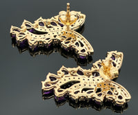 COLLIER & OHRSTECKER AUS 925/- SILBER VERGOLDET MIT AMETHYST & ZIRKON