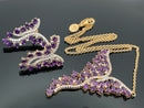 COLLIER & OHRSTECKER AUS 925/- SILBER VERGOLDET MIT AMETHYST & ZIRKON