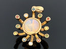 ANHÄNGER AUS 375/- GELBGOLD mit Kristallopal und Multi Brillanten (ca. 0,156 ct.)