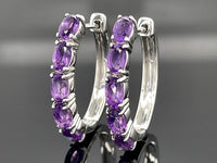 CREOLEN AUS 925/- SILBER RHODINIERT MIT AMETHYST