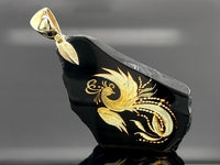 ANHÄNGER AUS 375/- GELBGOLD MIT BERNSTEIN GRAVIERT ( CA. 10,0 ct.)