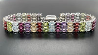ARMBAND 925/-SILBER RHODINIERT MIT MULTI EDELSTEINE