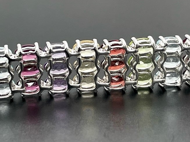 ARMBAND 925/-SILBER RHODINIERT MIT MULTI EDELSTEINE