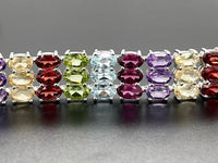 ARMBAND 925/-SILBER RHODINIERT MIT MULTI EDELSTEINE