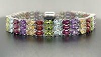 ARMBAND 925/-SILBER RHODINIERT MIT MULTI EDELSTEINE