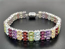 ARMBAND 925/-SILBER RHODINIERT MIT MULTI EDELSTEINE
