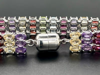 ARMBAND 925/-SILBER RHODINIERT MIT MULTI EDELSTEINE