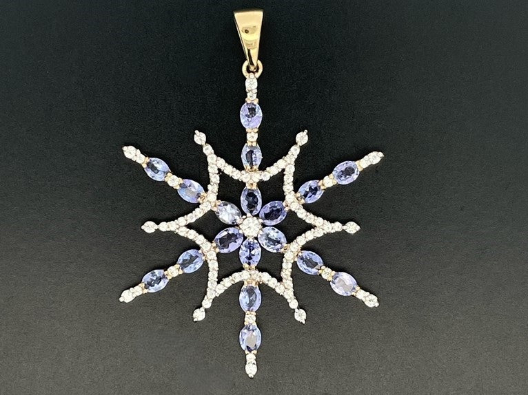 ANHÄNGER AUS 925/- SILBER VERGOLDET MIT TANSANIT & ZIRKON