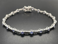 ARMBAND 925/-SILBER RHODINIERT MIT TANSANIT AAA