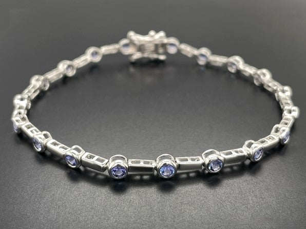 ARMBAND 925/-SILBER RHODINIERT MIT TANSANIT AAA