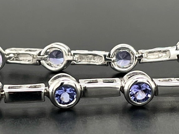 ARMBAND 925/-SILBER RHODINIERT MIT TANSANIT AAA