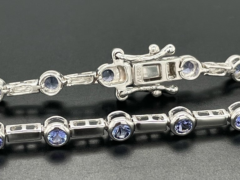 ARMBAND 925/-SILBER RHODINIERT MIT TANSANIT AAA