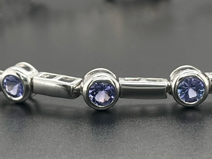 ARMBAND 925/-SILBER RHODINIERT MIT TANSANIT AAA