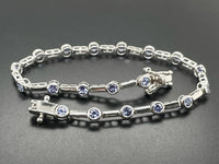ARMBAND 925/-SILBER RHODINIERT MIT TANSANIT AAA