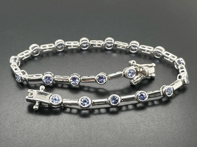 ARMBAND 925/-SILBER RHODINIERT MIT TANSANIT AAA
