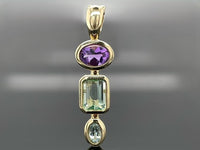 CLIP ANHÄNGER AUS 375/- GELBGOLD MIT MULTI EDELSTEINE (GES. CA. 2,03 ct.)