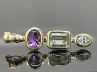 CLIP ANHÄNGER AUS 375/- GELBGOLD MIT MULTI EDELSTEINE (GES. CA. 2,03 ct.)