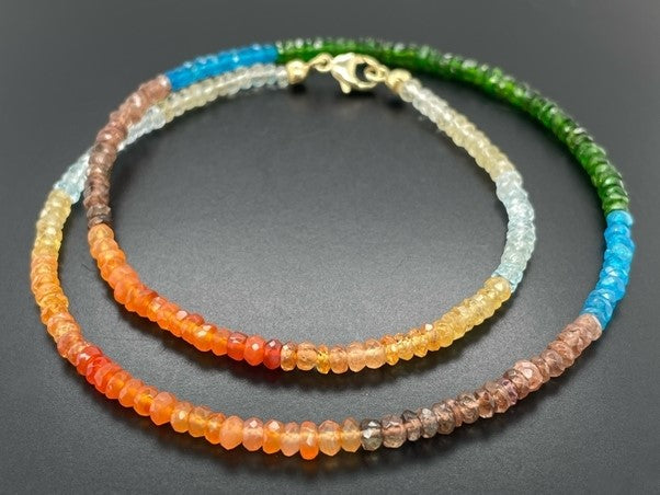 COLLIER 375/- GELBGOLD MIT MULTI EDELSTEINE