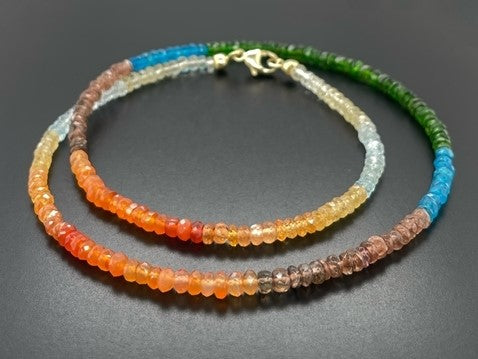 COLLIER 375/- GELBGOLD MIT MULTI EDELSTEINE