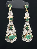 OHRSTECKER AUS 925/- SILBER VERGOLDET MIT SMARAGD & ZIRKON