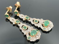 OHRSTECKER AUS 925/- SILBER VERGOLDET MIT SMARAGD & ZIRKON