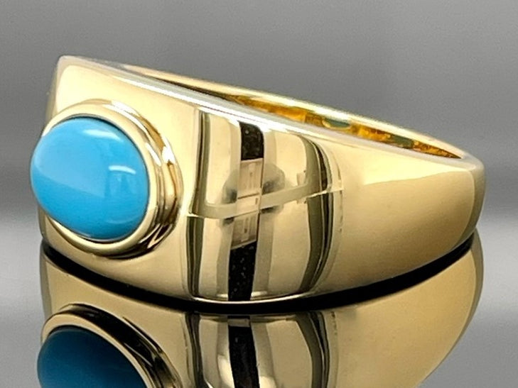 RING AUS 925/- SILBER VERGOLDET MIT TÜRKIS STAB. (ca. 1,0ct.)