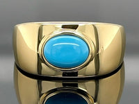 RING AUS 925/- SILBER VERGOLDET MIT TÜRKIS STAB. (ca. 1,0ct.)