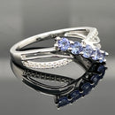 RING AUS 925/- SILBER RHODINIERT MIT TANSANIT & ZIRKON