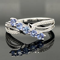 RING AUS 925/- SILBER RHODINIERT MIT TANSANIT & ZIRKON