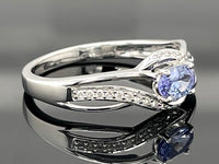 RING AUS 925/- SILBER RHODINIERT MIT TANSANIT AA & ZIRKON