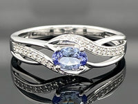 RING AUS 925/- SILBER RHODINIERT MIT TANSANIT AA & ZIRKON