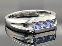 RING AUS 925/- SILBER RHODINIERT MIT TANSANIT AA