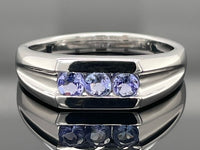 RING AUS 925/- SILBER RHODINIERT MIT TANSANIT AA
