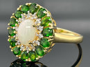 RING AUS 925/- SILBER VERGOLDET MIT OPAL & CHROMDIOPSID