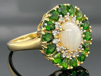 RING AUS 925/- SILBER VERGOLDET MIT OPAL & CHROMDIOPSID